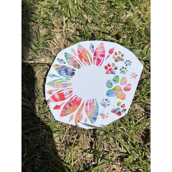 Sunflower Paw Print Vinyl Decal Multiple Colors Available - Picture 2 of 5